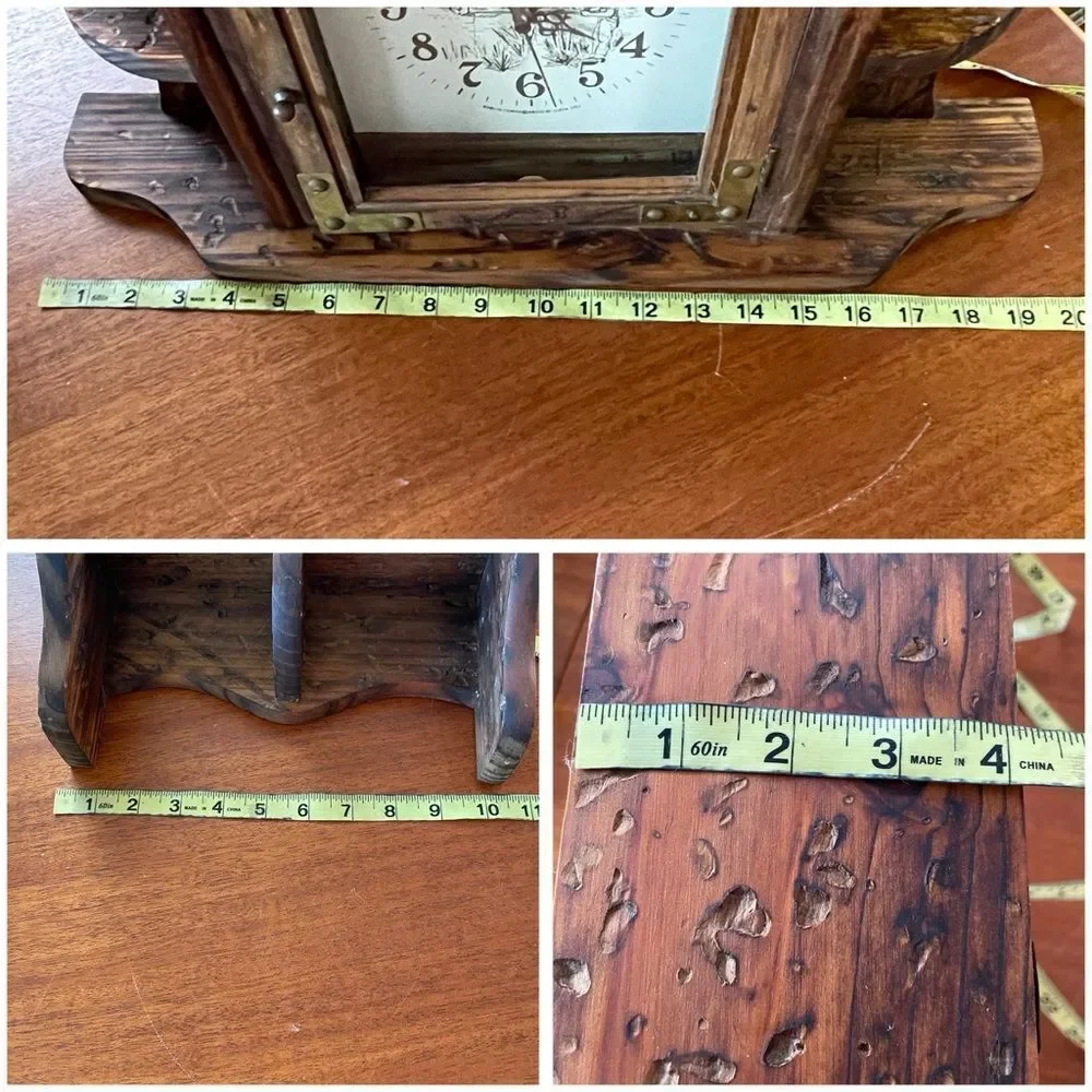 Vintage 1993 House of Lloyd Colonial Style Wall or Mantel Rustic Wooden Clock